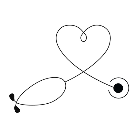 Medical and health care concept, stethoscope heart shape - flat vector designのイラスト素材