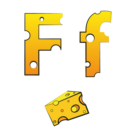 F, swiss vector Alphabet made of Cheeseのイラスト素材