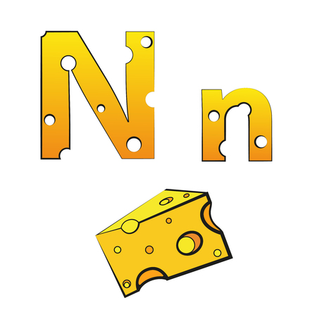 N, swiss vector alphabet made of cheeseのイラスト素材