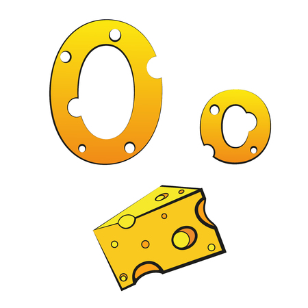 O, swiss vector Alphabet made of Cheeseのイラスト素材