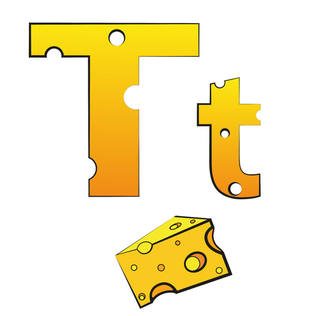 T, swiss vector Alphabet made of Cheeseのイラスト素材