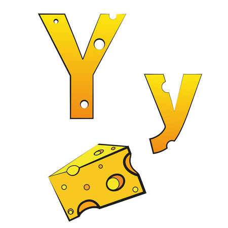 Y, Vector Icons made on Cheese, Vector Icons isolated on whiteのイラスト素材