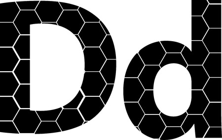 Simple vector alphabet of honeycombs, vector icons isolated on white - Dのイラスト素材