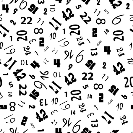 Seamless pattern figures- vector illustration. black-white monochrome background. Numbers from zero to nine. The original designのイラスト素材