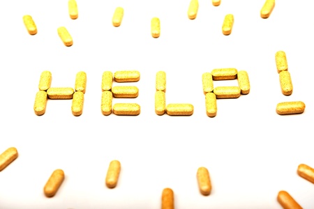 medicine tablets and medicine equipment isolated on whiteの写真素材