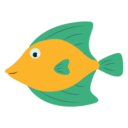 Cute tropical aquarium vector fish illustration isolated on white background.のイラスト素材