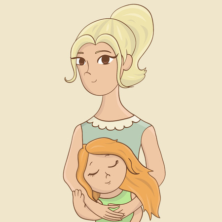 Vector illustration of mother and daughter are hugging each otherのイラスト素材