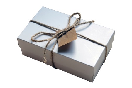 Gift in a white carboard giftboxの写真素材