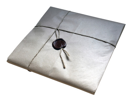 Gift packaging paper with a wax sealの写真素材