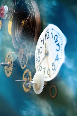 Abstract composition of old fashioned clocks and mechanismsの写真素材