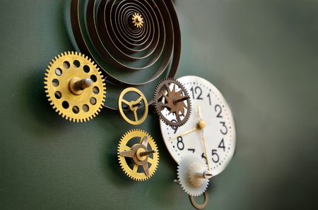 Abstract composition of old fashioned clocks and mechanismsの写真素材