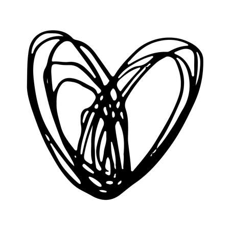 Doodle heart line art for the holiday love Valentine's Day. Hand drawn vector illustration. Simple sketch graphics. Isolated design element.のイラスト素材