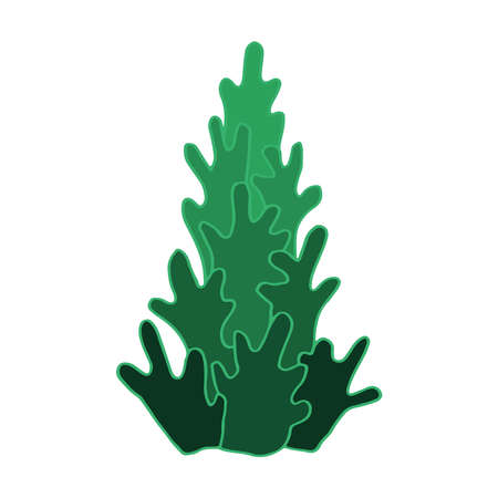 Doodle green tree spruce line art. Hand drawn vector illustration. Forest pine. Christmas winter graphics simple sketch. Isolated design element.のイラスト素材