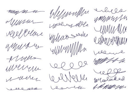 Set of tangled dividing of doodle line art. Abstract hand drawn flourish pens. Chaotic scribble...