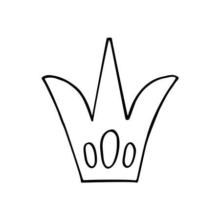 Crown doodle. A sketch of the crown of the king, queen. Royal title symbol. Hand drawn thin line art vector illustration. Monarch jewelry. Isolated simple element.のイラスト素材