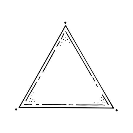 Magic triangle line art. Triangular symbol of the top of the world. The Three Sides of the Masonic Triangle. hand drawn vector illustration. mystical sign. mysterious figure.のイラスト素材