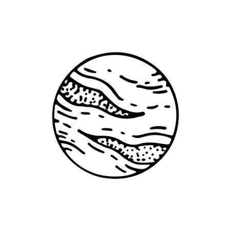 planet line art. heavenly body. Cosmic matter of the galaxy. Star of the universe. Astronomy. Hand drawn vector doodle illustration. simple outline element.のイラスト素材