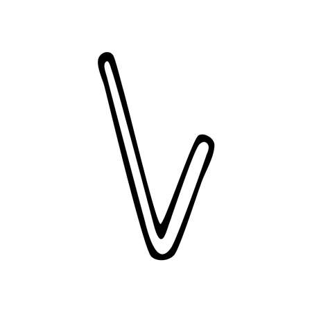 Check mark line art. Sign of confirmation, approval. Consent symbol. Hand drawn graphic vector illustration. Isolated simple doodle element.のイラスト素材