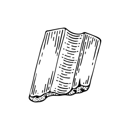 Sewing chalk line art. Markup tool. Tailor profession. Chalk for drawing. Hand drawn vector doodle illustration.のイラスト素材