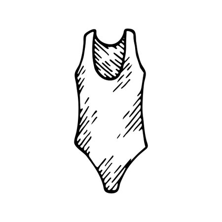 Bikini sketch. Womens sports swimsuit. Beachwear for swimming. Hand drawn vector line art illustration.のイラスト素材