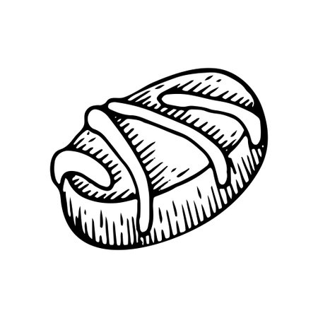 Chocolate sweet bar sketch. Confectionery food, candy, waffles, nut nougat. Yummy dessert. Candies with filling. Cocoa bean product. Hand drawn vector doodle illustration.のイラスト素材