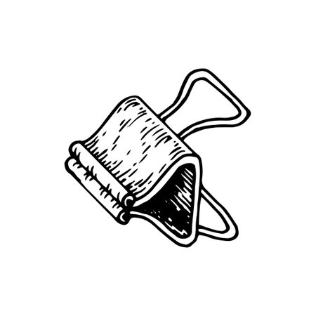 Stationery paper clip line art. Hand drawn doodle vector illustration.のイラスト素材
