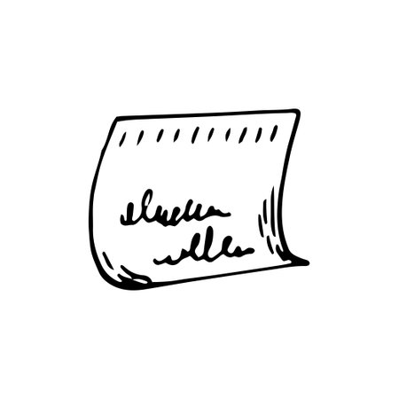 Sheet sticker for notes line art. glued page. Hand drawn doodle vector illustration.のイラスト素材