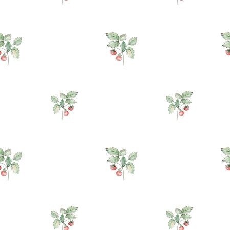 Seamless pattern with watercolor berries on a white background.の写真素材