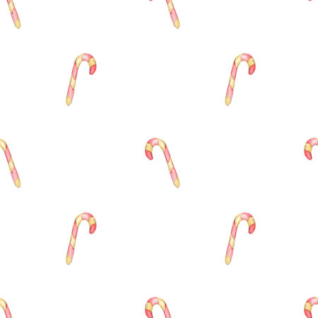 Seamless pattern with candy canes on a white background.の写真素材