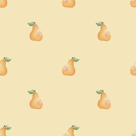 Seamless pattern with pears. Hand drawn watercolor illustration.