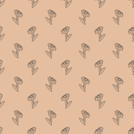 Seamless pattern with hand drawn flowers. Vector illustration.の写真素材