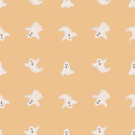 Seamless pattern with ghosts. Halloween background.の写真素材