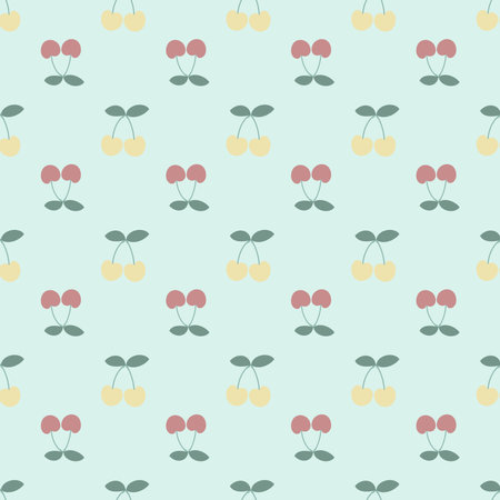 Seamless pattern with cherries. Vector illustration in retro style.