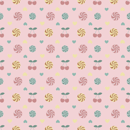 Seamless pattern with sweet candies in pastel colors.の写真素材
