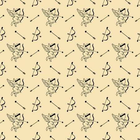 Seamless pattern with angels and arrows. Vector illustration.の写真素材