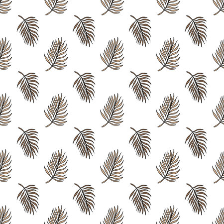 Seamless pattern with hand drawn palm leaves. Vector illustration.の写真素材