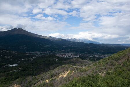 Panoramic shot of the Piedmontese valleysの写真素材