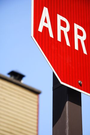 Detail of french stop sign. From Quebec City.の写真素材