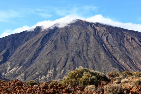 Mountain top, Tenerife, Teide, Canary Islands, Spain, Pico del Teide volcano with beautiful cloud formations.の写真素材