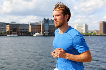 Man running in Copenhagen city. の写真素材