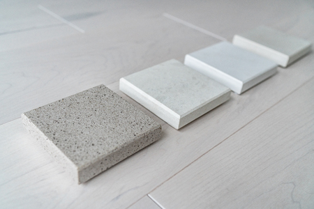 Kitchen remodel home renovation interior design consultation for countertop choices - quartz sample...