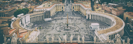 Vatican city aerial view from above panorama of old cityscape St Peters Square, Rome, Italy. Europe famous summer travel destination banner.の写真素材