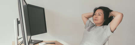 Phone Asian mature woman traveling using mobile 5g device on business trip travel city lifestyle...