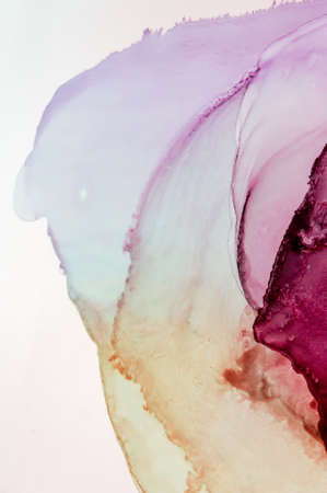 Alcohol ink. Artistic bright splash. Liquid artwork. Purple marble texture. Abstract ethereal swirl. Contemporary art. Abstract art background. Multicolored bright texture. Sophisticated illustration.の写真素材