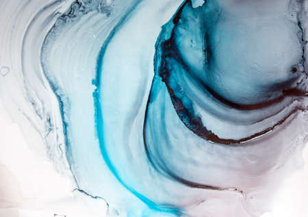 Alcohol ink. Artistic bright splash. Liquid artwork. Purple marble texture. Abstract ethereal swirl....
