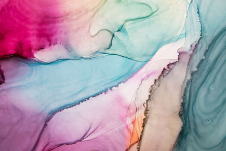 Beautiful abstract pattern. kaleidoscope geometric style. ornament. texture background made from fractal flower for use at graphic. Part of original alcohol ink painting. Modern art.の写真素材