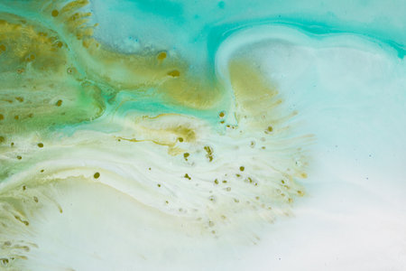 Abstract fluid acrylic painting. Marbled blue abstract background. Hand painted background with...
