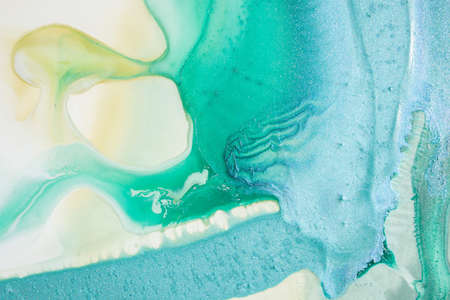 Abstract fluid acrylic painting. Marbled blue abstract background. Liquid marble pattern. Hand...