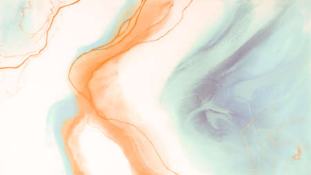 Liquid flow texture paint. modern art background. abstract epoxy resin painting. Green waves with...