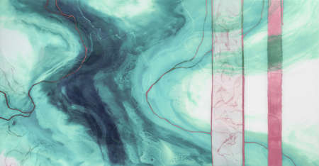 Liquid flow texture paint. modern art background. abstract epoxy resin painting. Green waves with...